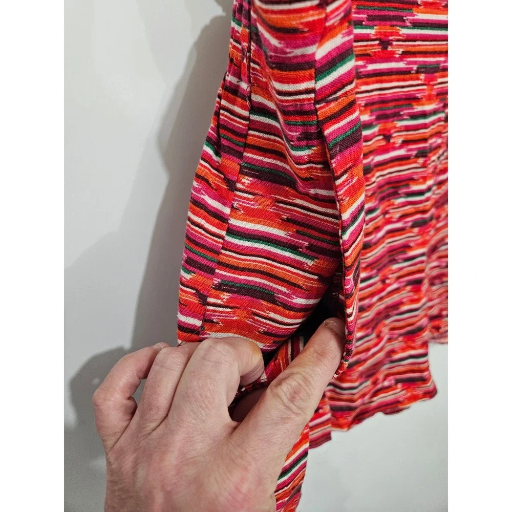 LOFT Womens Red Multi Stripe Ikat‎ Pull On Linen Blend Shorts 567402 Size L